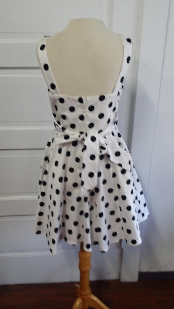 Vintage style black and white polka-dot dress