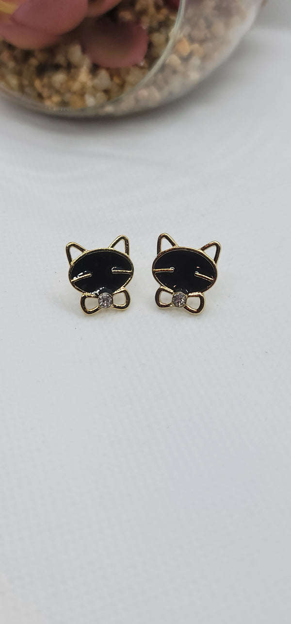 Black cat earrings