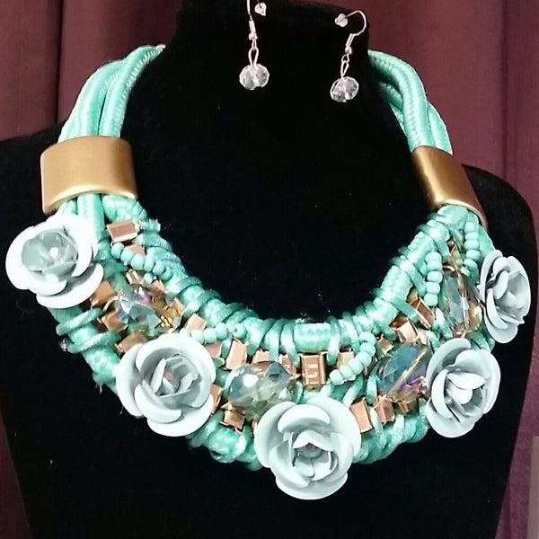 Teal Necklace and earring set